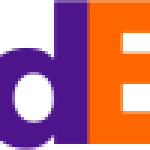 FedEx logo with purple and orange text